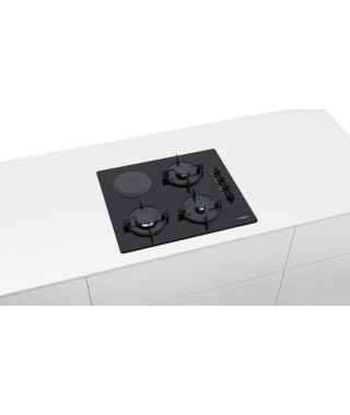 Table mixte 60cm BOSCH - POY6B6B10 - Gaz: 3 foyers - 1 foyer electrique