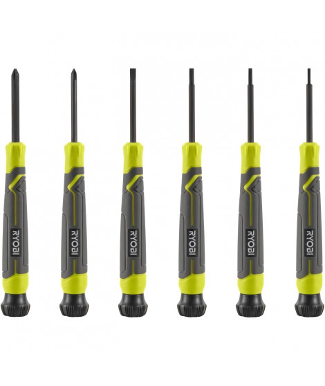 Jeu de 6 tournevis de précision - RYOBI - SL1, SL2, SL3, PH1, PH0, SL2