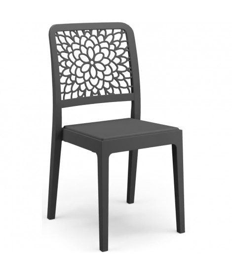 Lot de 4 chaises - ARETA - TICHE - 51 x 46 x H88 cm - Gris anthracite