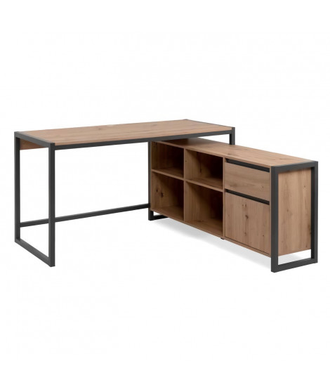 Bureau d'angle réversible Denver - Panneaux de particules - Coloris chene artisan, anthracite - 139 x 75 x 142 cm