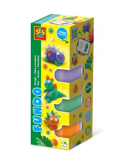 Pâte a modeler FunDo - Dinosaures (3x90gr-1x40gr) - SES CREATIVE - Interactive pour les jeunes enfants.