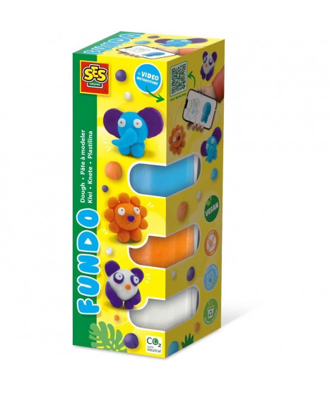 Pâte a modeler FunDo - Animaux sauvages (3x90gr-1x40gr) - SES CREATIVE - Interactive pour les jeunes enfants.