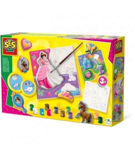 Moulage et peinture - Toiles pour peindre des princesses 3x - Loisirs créatifs - SES CREATIVE - Réaliser 3 peintures de princ…