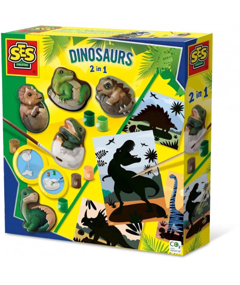 Dinosaures 2 en 1 - Moulage et peinture et scratch - Loisirs créatifs - SES CREATIVE - Mouler, peindre et scratcher des dinos…