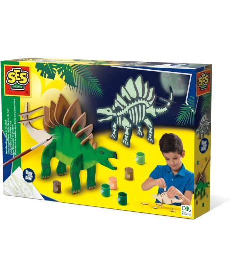 Dinosaure en bois qui brille dans le noir - Kit de bricolage - SES CREATIVE - Fabrique ton propre dinosaure qui brille dans l…