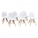 Lot de 6 chaises blanc pieds bois - L 47 x P 52 x H 83 cm - OLAF