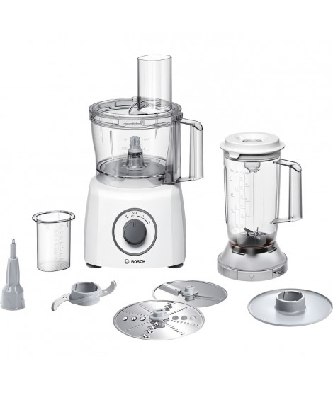 Robot multifonction BOSCH MultiTalent3 - Blanc - 800 W -  2 vitesses et pulse - Bol mélangeur 2,3 L - Bol mixeur 1 L - 2 disques