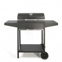 Barbecue a charbon avec desserte - LIVOO - DOC250 - Thermometre intégré - 119 x 50 x 101 cm - Structure en acier peint - Noir
