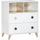 Chambre bébé trio OSLO - Lit 120x60 + Commode a langer 2 tiroirs étoiles + Armoire 3 portes - SAUTHON