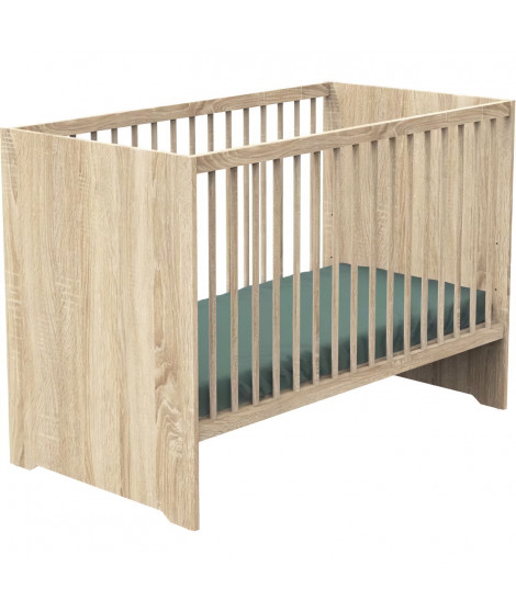 Chambre bébé duo MONTANA - Lit 120x60 + Commode a langer 2 tiroirs décor chene doré - SAUTHON