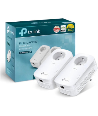 CPL 1300 Mbps - TP-Link TL-PA8015P KIT - Prise CPL avec 1 Port Ethernet Gigabit et Prise Intégrée - Boitier CPL Kit de 2