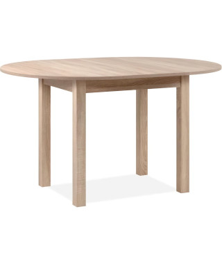 Table a manger extensible ronde COBURG - Décor chene sonoma - L100-140 x H76 x P100 cm - Allonge incluse dans l'emballage