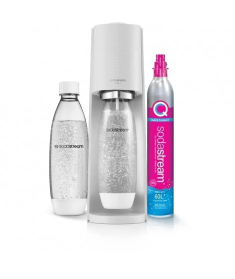 SodaStream TERRA Machine a Eau Pétillante -Pack 2 Bouteilles 1L Compatible Lave-Vaisselle + 1 Recharge de Gaz 60L a Clipser