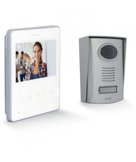 Vidéophone - CHACON - 2 fils - 4,3  - Ultra slim - Blanc