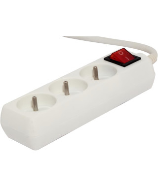 Bloc avec interrupteur - CHACON - 3 x 16 A - 1,5 m - Blanc (FR)
