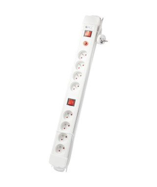 Bloc avec 2 interrupteurs - CHACON - 8 x 16 A - 1,5 m - Blanc (FR)