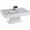 Table basse bicolore avec plateau coulissant - Décor gris béton LA et blanc brillant - L100 x H46,1 x P65 cm - Fabriqué en Al…