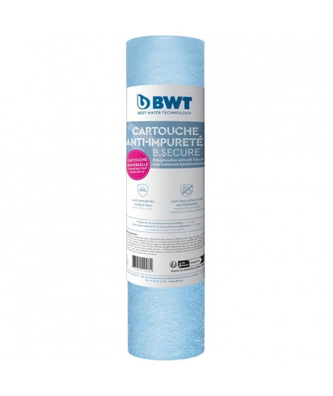Cartouche - BWT - B.SECURE - anti-impuretés 25µm - antibact - Compatible avec tous les filtres 10