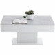 Table basse bicolore avec plateau coulissant - Décor gris béton LA et blanc brillant - L100 x H46,1 x P65 cm - Fabriqué en Al…