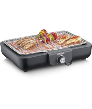 Barbecue électrique de table - SEVERIN - PG8554 - Surface de cuisson 37 x 29 cm - Bac a eau réducteur d'odeurs et de fumée