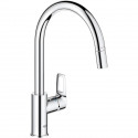 Robinet de cuisine - Mitigeur monocommande évier - Chromé - Bec haut en C - Mousseur extractible - GROHE StartLoop - 30556000