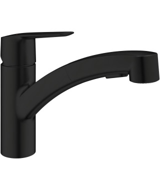 Robinet de cuisine - Mitigeur monocommande évier - Noir mat - Mousseur extractible - Inverseur 2 jets - GROHE Start - 303072431