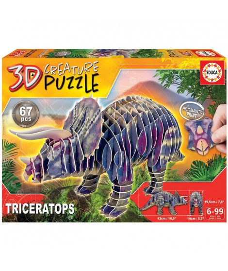 EDUCA - Puzzle - Triceratops 3D Creature Puzzle