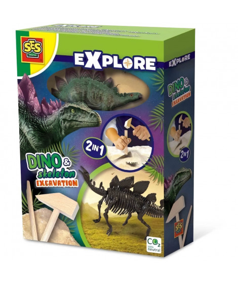 Fouille de dinosaures et de squelettes 2 en 1 - Stégosaure - SES CREATIVE