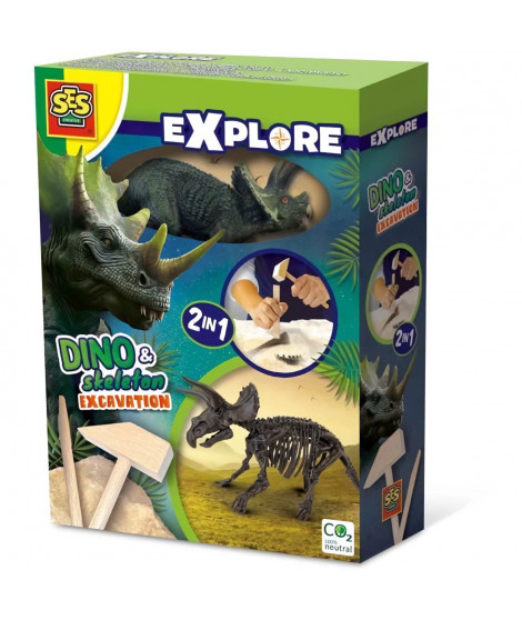 Fouille de dinosaures et de squelettes 2 en 1 - Tricératops - SES CREATIVE