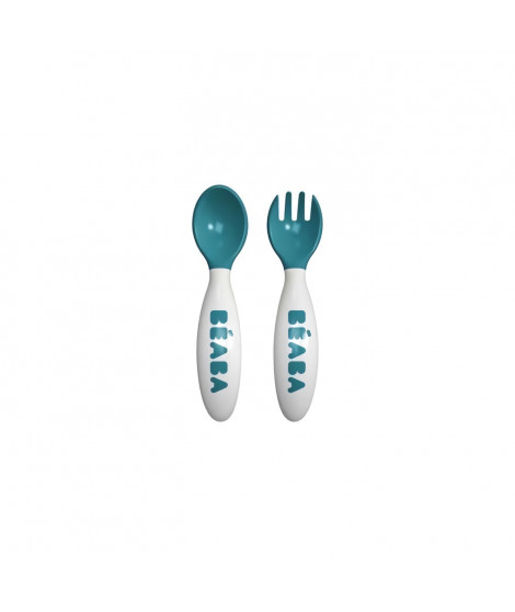 BEABA, Set de 2 couverts ergonomiques 2eme âge, Windy Blue
