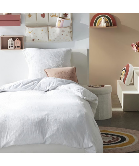 Parure de lit - TODAY - 123318 - 1 personne - 140x200 cm - Gaze de coton unie - Craie