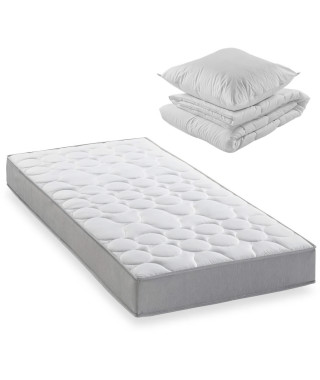 Pack matelas 90x190 cm + couette + oreiller - 330 Ressorts ensachés - 5 zones de confort - 19 cm - Ferme - DEKO DREAM Springmax