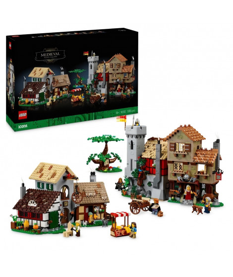 LEGO Icons 10332 La place de la ville médiévale - Décoration d'intérieur pour adultes