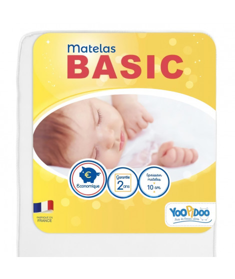 Yoopidoo - Matelas Bébé Basic - 60x120 cm - Confortable - Sans Traitement chimique - oeko Tex - Fabrication Française