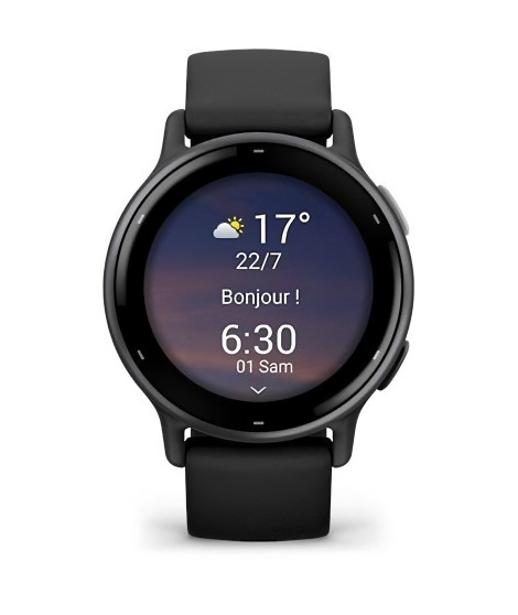 Montre GPS connectée - GARMIN - Vivoactive 5 - WiFi - 30,4 mm (1,2) - Gris avec bracelet Noir