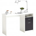 Bureau JACKSON - Décor blanc P/noir - L123 x H76,5 x P50 cm - Fabriqué en Allemagne