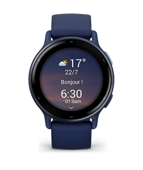 Montre GPS connectée - GARMIN - Vivoactive 5 - WiFi - 30,4 mm (1,2) - Bleu métalisé avec bracelet Bleu
