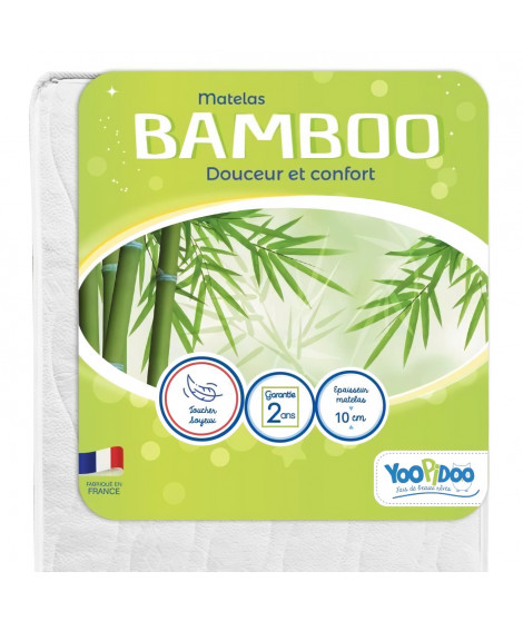 Matelas Bébé Bamboo - YOOPIDOO - 60x120 cm - Viscose Douce et Absorbante - Réversible - Déhoussable