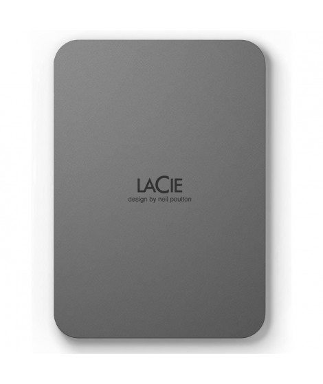 Disque dur portable externe - LACIE - Mobile Drive secure v2 - USB 3.1-C - 2To - Gris espace (STLR2000400)