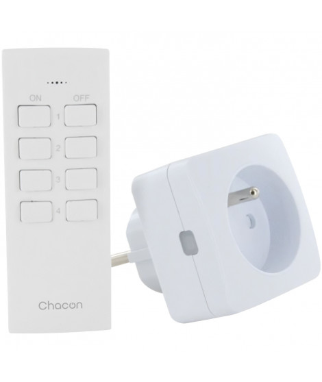 Set 2 mini prises - CHACON - On/Off - 2300 W (FR) + télécommande - Blanc