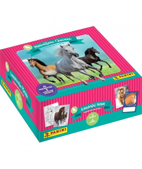 Boîte stickers - PANINI - Collection de cartes pour les fans de chevaux - Contient 24 pochettes de 8 cartes