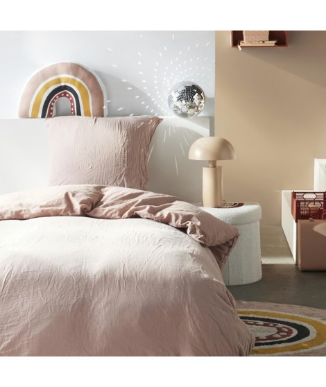Parure de lit - TODAY - 123332 - 1 personne - 140x200 cm - Gaze de coton unie - Rose des sables