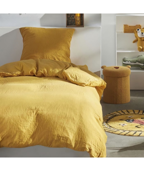 Parure de lit - TODAY - 123333 - 1 personne - 140x200 cm - Gaze de coton unie - Ocre