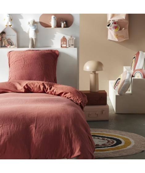 Parure de lit - TODAY - 123334 - 1 personne - 140x200 cm - Gaze de coton unie - Terracotta