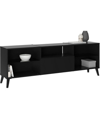 Meubles TV/Hifi Lowboard  - Décor noir - L153,5 x H52 x P31,5 cm - Fabriqué en Allemagne