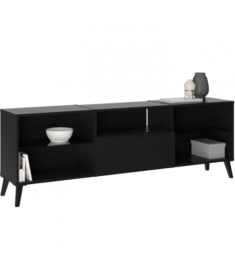 Meubles TV/Hifi Lowboard  - Décor noir - L153,5 x H52 x P31,5 cm - Fabriqué en Allemagne