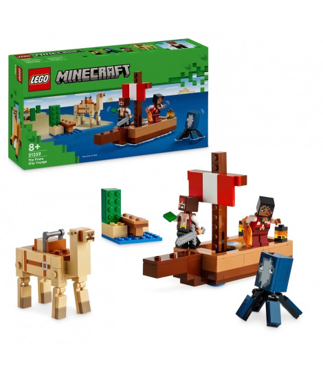 LEGO Minecraft 21259 Le Voyage du Bateau Pirate, Set de Construction et d'Exploration