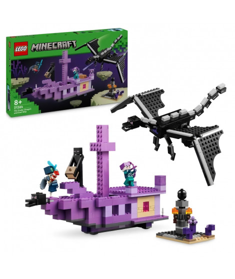 LEGO Minecraft 21264 Le dragon et le navire de l'Ender - Set inspiré des jeux vidéo