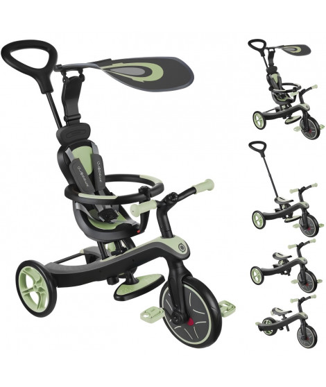Tricycle évolutif EXPLORER 4 EN 1 - GLOBBER - Vert Sauge - Draisienne - de 10 mois a 5 ans - Montage sans outils