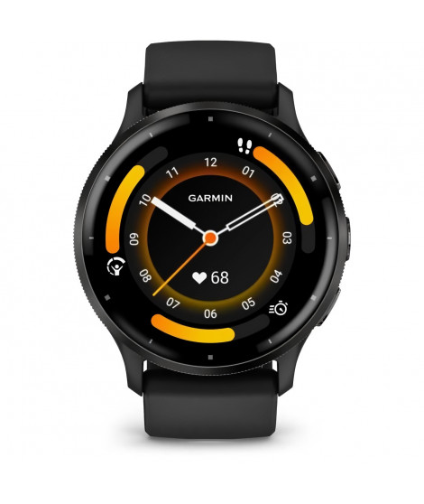 Montre GPS connectée - GARMIN - Venu 3 - WiFi - 35,4 mm (1,4) - Acier Gray, boîtier noir et bracelet en silicone noir